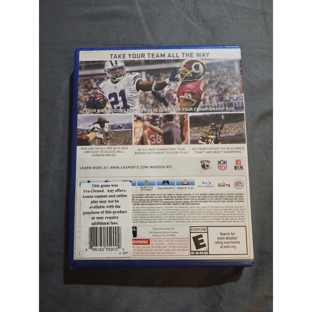 Madden NFL 17 Sony PlayStation 4 PS4‎ EA Sports Football Game Disc & Case